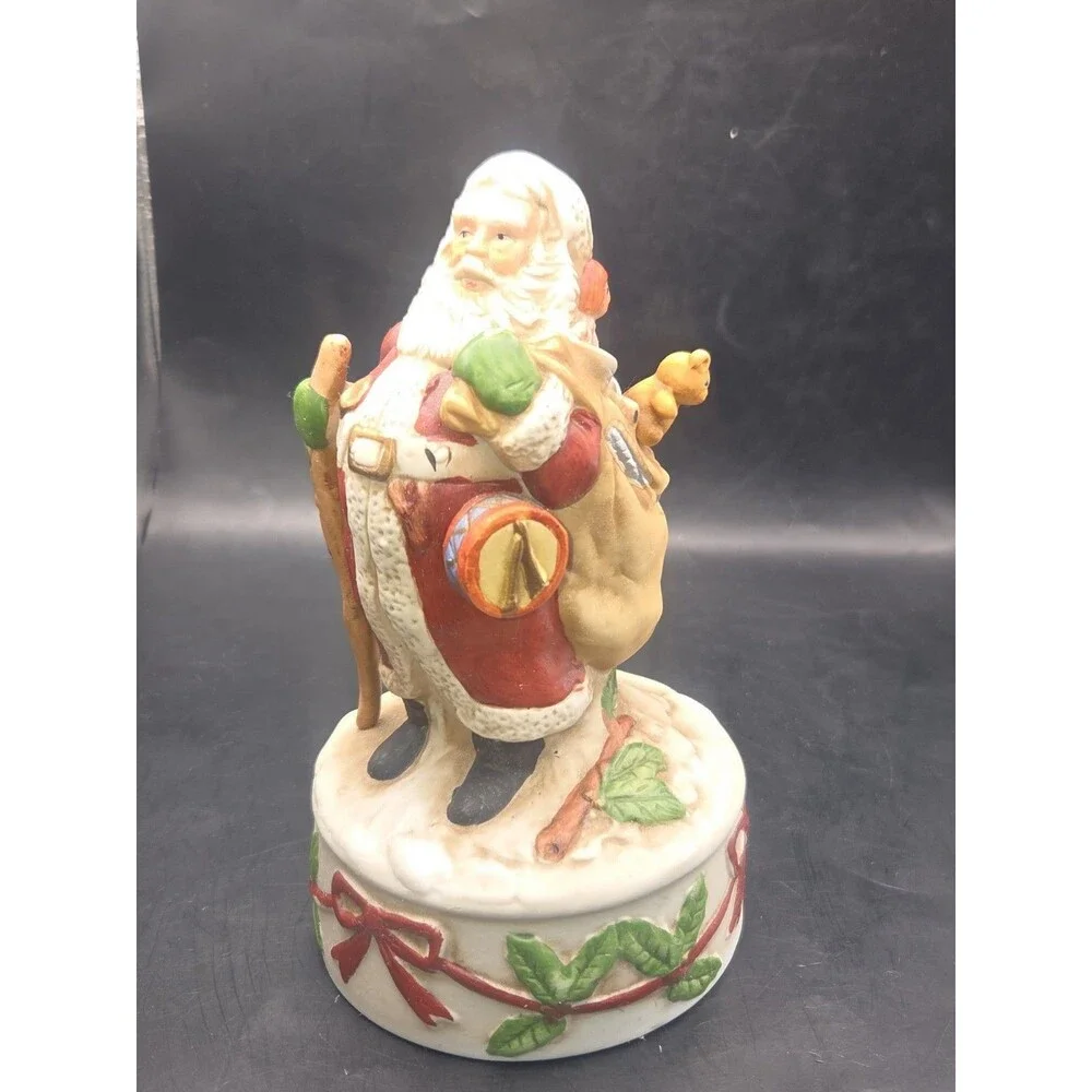 Vintage Enesco Porcelain Santa Claus With Toys Plays White Christmas WORKS